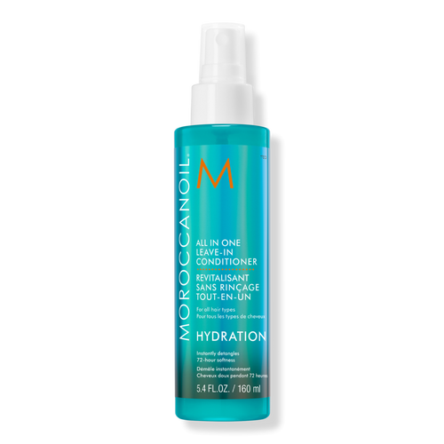 Moroccanoil hair care product bottle on a white background