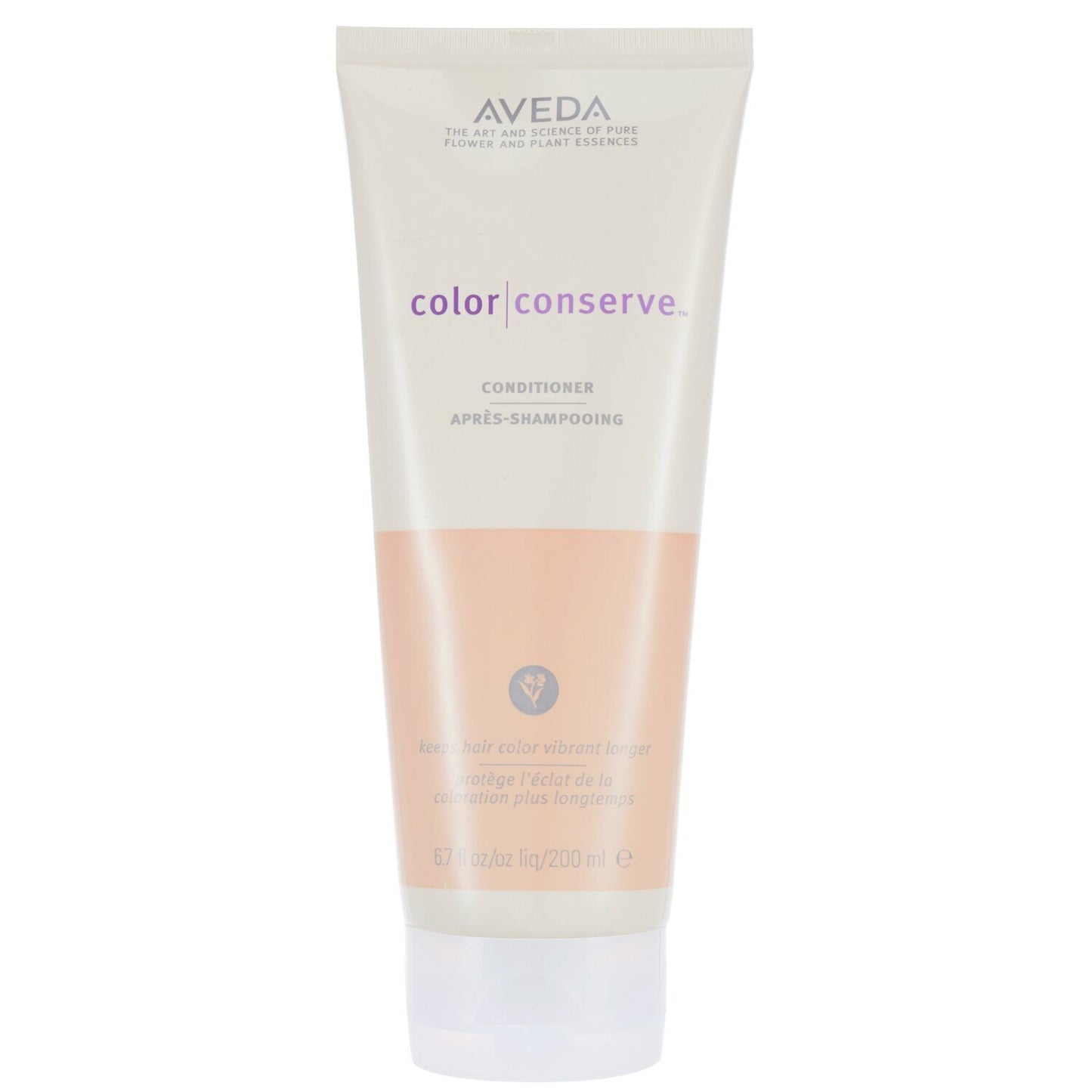Aveda Color Conserve conditioner bottle on a white background. Aveda Color Conserve Conditioner 6.7oz bottle, color-protecting conditioner that nourishes hair, preserves color vibrancy, and leaves strands soft, smooth, and healthy.