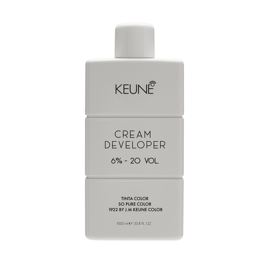Keune Cream Developer 33.8oz bottle, professional hair developer that activates hair color for vibrant, consistent, and long-lasting results. 6% 20 vol