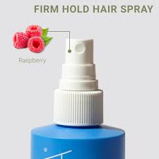 Hair spray bottle with raspberry flavor on a light gray background.Loma Firm Hold Hair Spray 8oz can, professional hairspray that provides strong, long-lasting hold, controls flyaways, and leaves hair smooth and flexible.