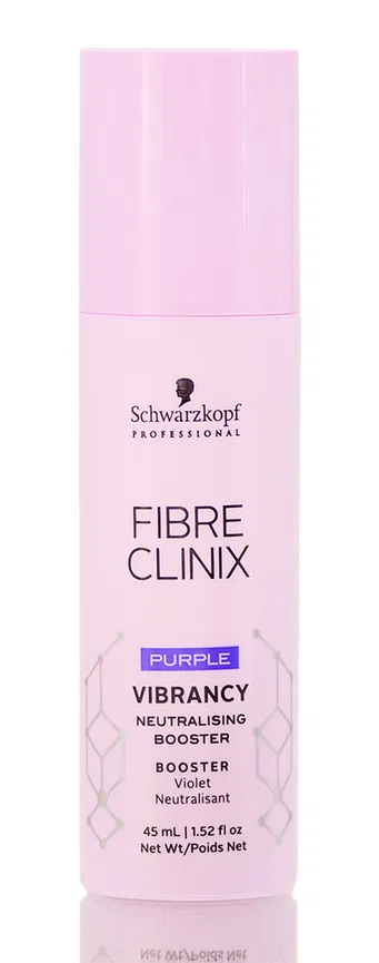 Schwarzkopf Fibre Clinix Vibrancy Purple Booster 1.52oz (45ml) bottle, color-enhancing treatment for vibrant, cool-toned hair.