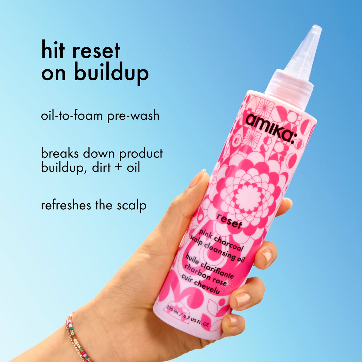 Amika Reset Pink Charcoal Scalp Cleansing Oil – 6.7 oz / 200 ml