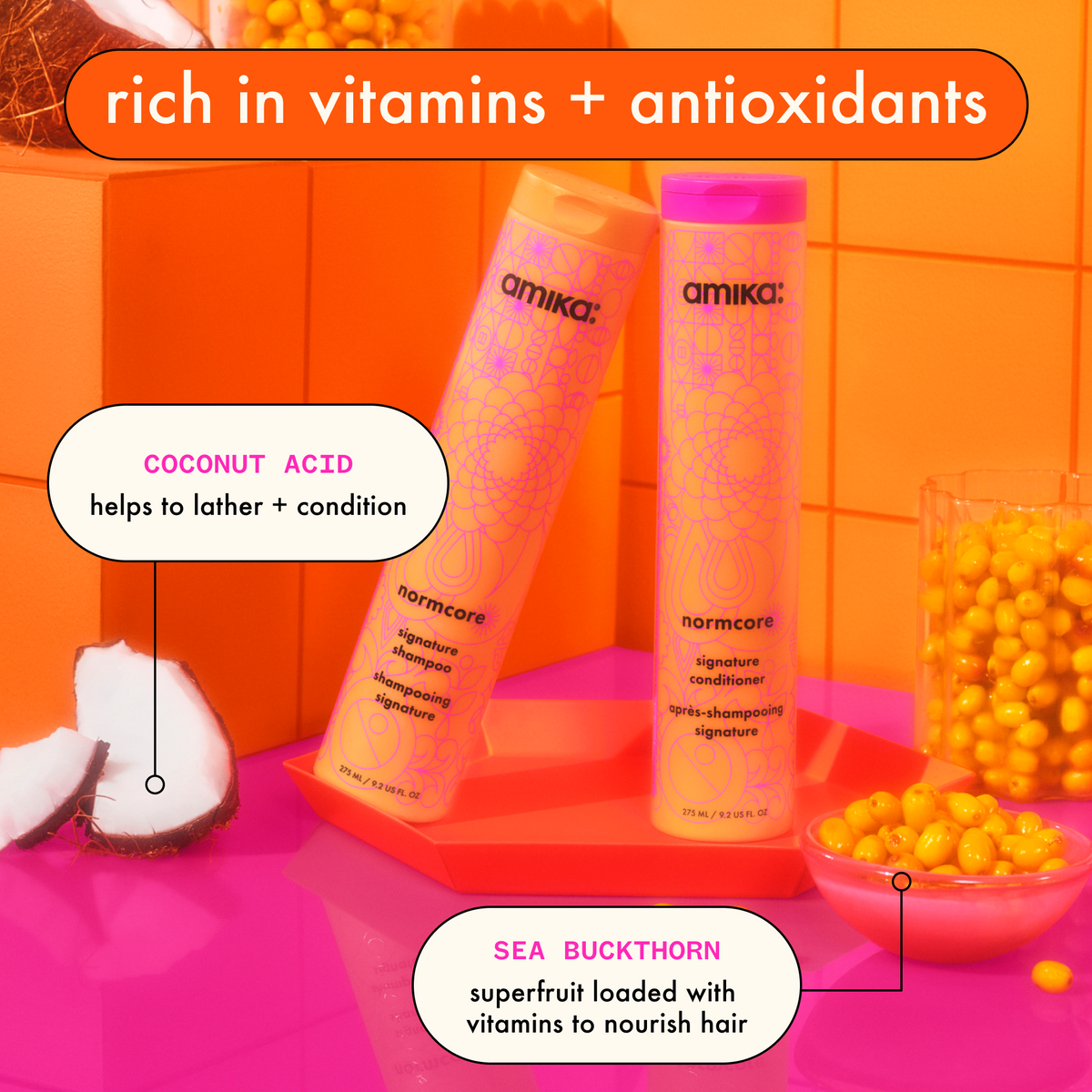 Amika Super-sized Signature Set Normcore Shampoo, Conditioner + Soulfood Mask