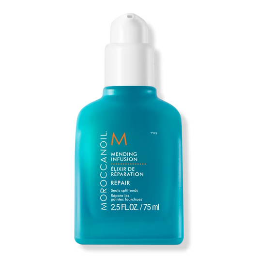 Moroccanoil hair care product bottle on a white background
