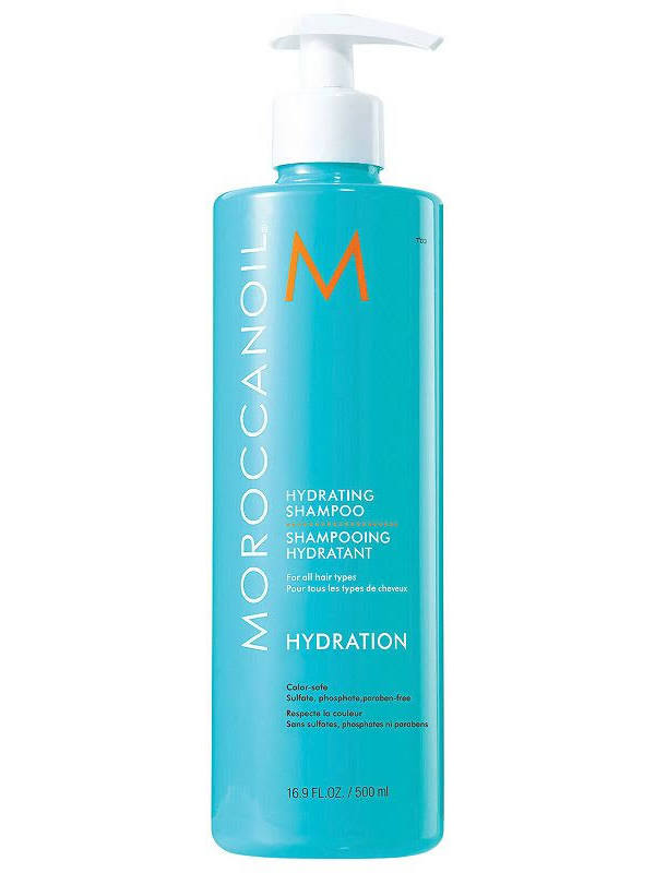 Moroccanoil shampoo bottle on a white background