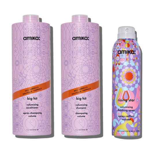 Amika Super-sized Iconic Volume Bundle Big Hit Shampoo + Conditioner + Rising Star Spray