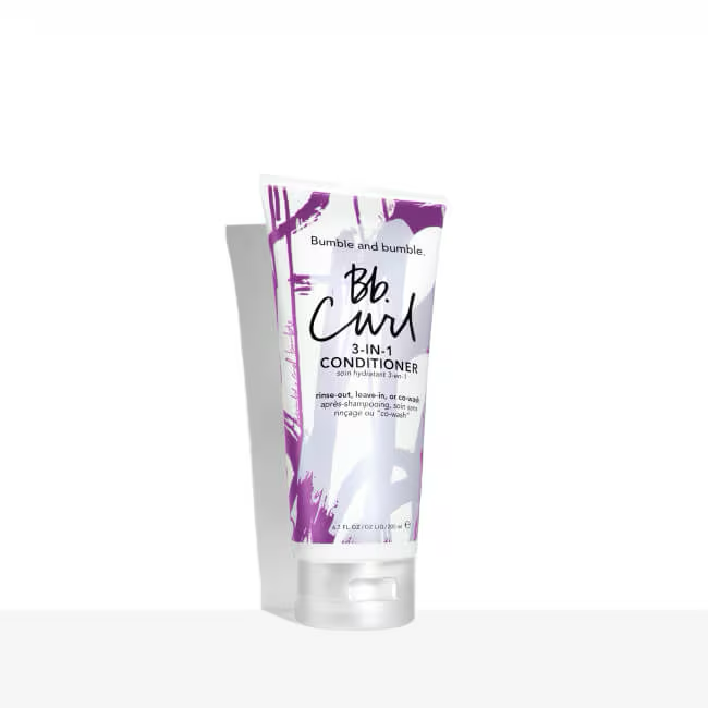 Bumble and bumble Curl 3-in-1 Conditioner tube on a white background. Bumble and Bumble Curl 3-in-1 Conditioner 6.7oz bottle, versatile conditioner that hydrates, defines, and detangles curls while reducing frizz and enhancing shine
