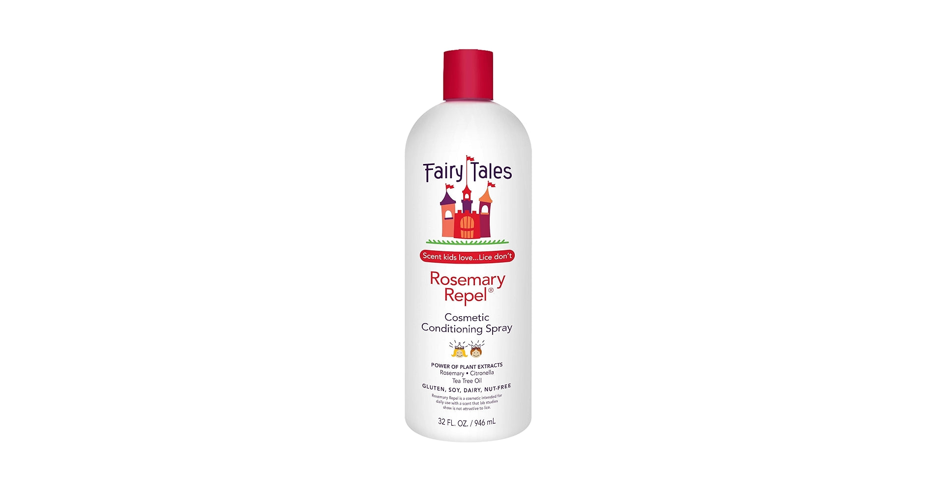 Fairy Tales Rosemary Repel Conditioning Spray Liter bottle, lightweight leave-in spray that detangles, hydrates, strengthens hair, and naturally helps repel lice while adding shine.