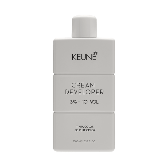 Keune Cream Developer 33.8oz bottle, professional hair developer that activates hair color for vibrant, consistent, and long-lasting results. 3% 10 vol