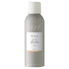Keune hair product spray can on a white background. Keune Style Texture Spray Wax bottle, lightweight styling spray that adds texture, definition, and flexible hold for all hair types without stiffness