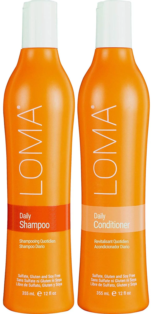 Loma Hair Care Daily Shampoo & Conditioner 12oz duo, gentle formula that cleanses, nourishes, and maintains healthy hair for everyday use.