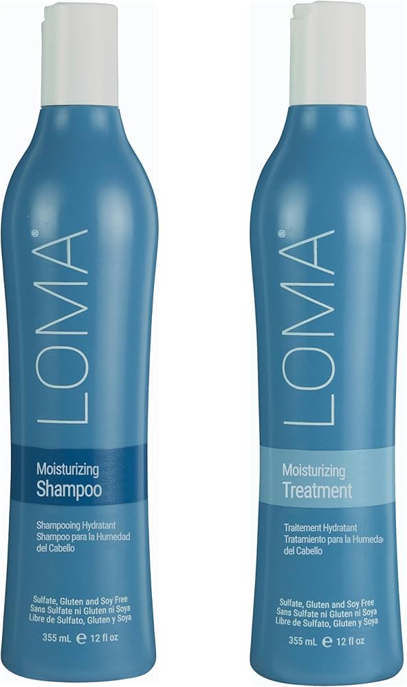 Loma Hair Care Moisturizing Shampoo & Treatment 12oz duo, hydrating formula that nourishes, softens, and restores hair for smooth, healthy-looking strands.