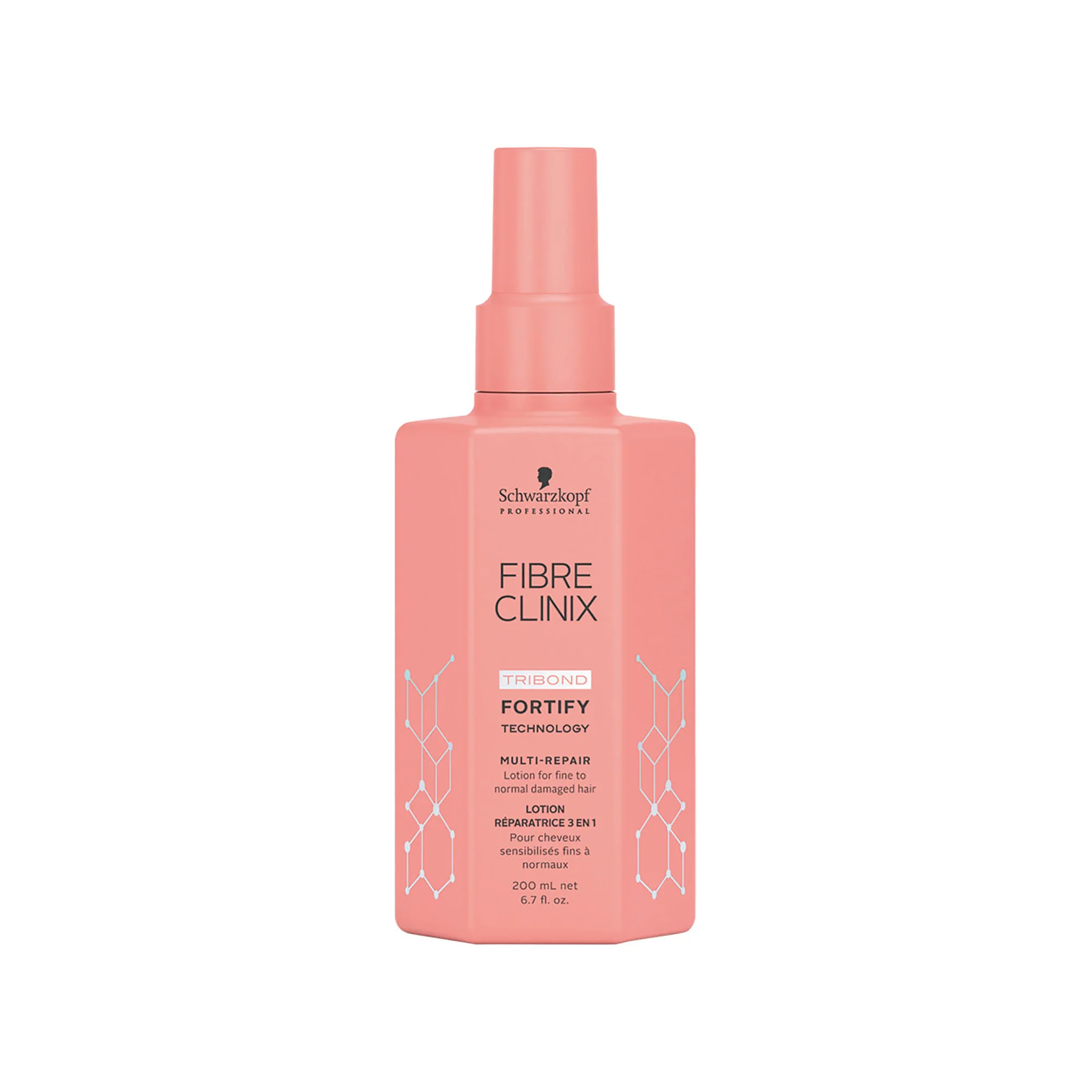 Schwarzkopf Fibre Clinix Fortify Multi-Repair Spray 6.7oz bottle, leave-in treatment that strengthens, repairs, and protects hair from damage.