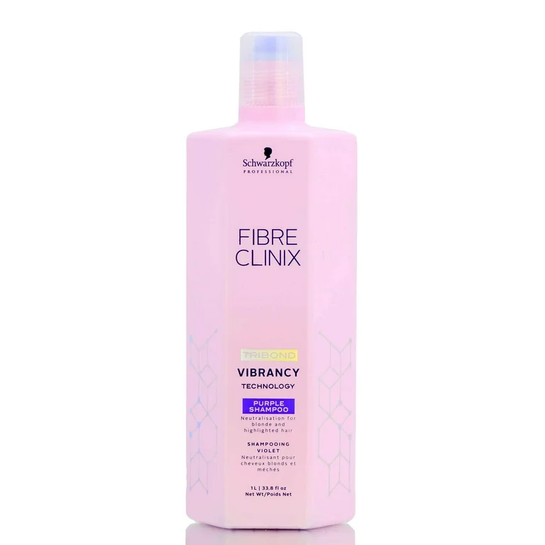 Schwarzkopf Fibre Clinix Vibrancy Purple Shampoo 1 liter bottle, color-correcting shampoo for vibrant, cool-toned hair and neutralizing brassiness.