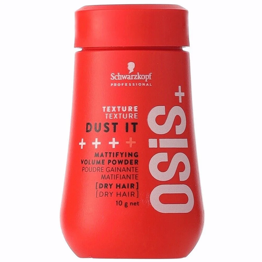 Schwarzkopf Osis Dust It Volume Powder 0.35 oz container, lightweight styling powder for instant volume and texture.