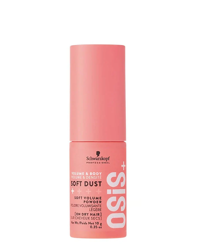 Schwarzkopf OSiS+ Soft Dust 0.35oz container, lightweight styling powder for natural texture and soft, voluminous hair.